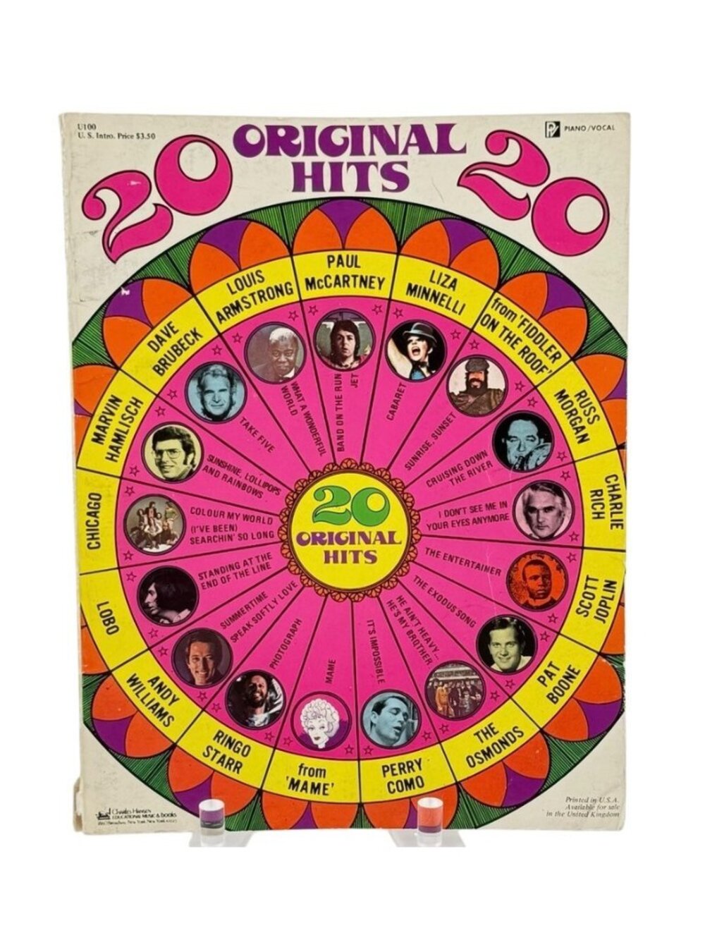 20 Original Hits Paperback Music Book 1960's 1970's Piano/Vocal USA Vintage